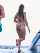 Margot Robbie Booty in Bikini on a Yacht in Spain