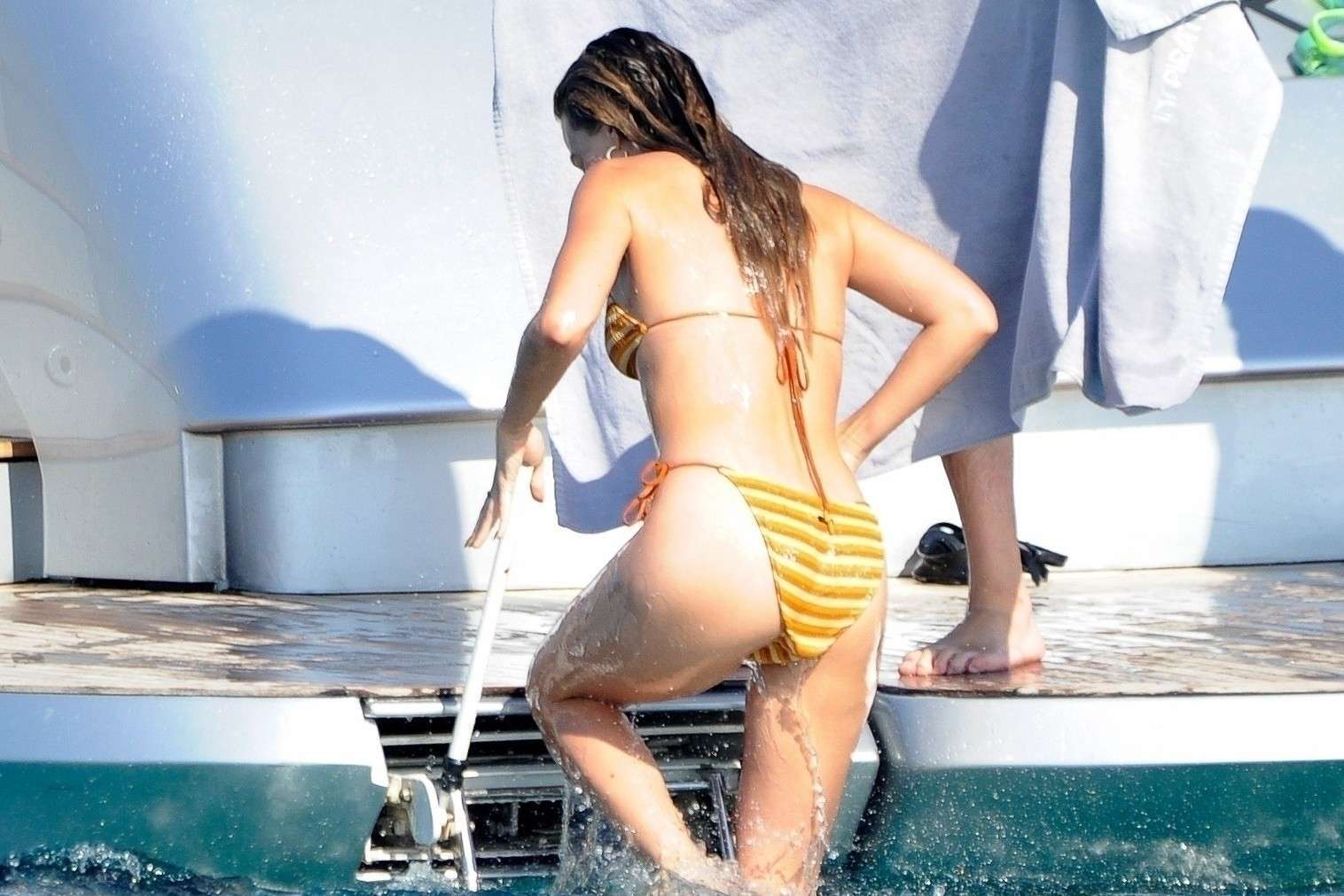 Margot Robbie Booty in Bikini on a Yacht in Spain