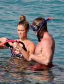 Nina Agdal Booty in Bikini on a Beach in Mykonos