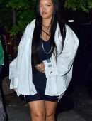 Rihanna Shows Leggy in Black Dress at Emilio’s Ballato Restaurant in New York