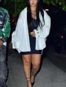 Rihanna Shows Leggy in Black Dress at Emilio’s Ballato Restaurant in New York