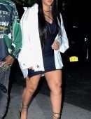 Rihanna Shows Leggy in Black Dress at Emilio’s Ballato Restaurant in New York