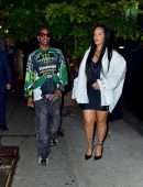Rihanna Shows Leggy in Black Dress at Emilio’s Ballato Restaurant in New York