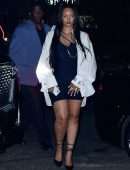 Rihanna Shows Leggy in Black Dress at Emilio’s Ballato Restaurant in New York