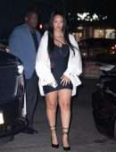 Rihanna Shows Leggy in Black Dress at Emilio’s Ballato Restaurant in New York