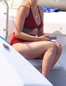 Scarlett Johannson Booty on a Boat in Swimwear at the Hamptons