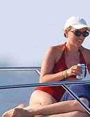 Scarlett Johannson Booty on a Boat in Swimwear at the Hamptons