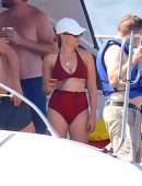 Scarlett Johannson Booty on a Boat in Swimwear at the Hamptons