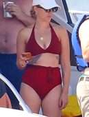 Scarlett Johannson Booty on a Boat in Swimwear at the Hamptons