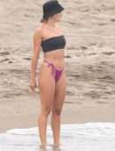 Ashley Roberts in a Pink Bikini on the Beach in Marbella