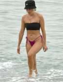 Ashley Roberts in a Pink Bikini on the Beach in Marbella
