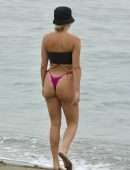 Ashley Roberts in a Pink Bikini on the Beach in Marbella