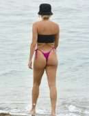 Ashley Roberts in a Pink Bikini on the Beach in Marbella