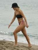 Ashley Roberts in a Pink Bikini on the Beach in Marbella