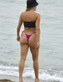 Ashley Roberts in a Pink Bikini on the Beach in Marbella
