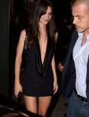 Emily Ratajkowski in Black Dress at Versace After Party in Milan