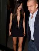Emily Ratajkowski in Black Dress at Versace After Party in Milan