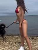 Emily Ratajkowski Booty in Tiny Red Bikini