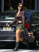 Emily Ratajkowski in Skirt, Walking her Dog in New York