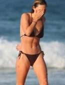 Lara Bingle and Phoebe Tonkin in Black Swimsuit at a Beach in Sydney