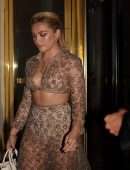 Florence Pugh in Transparent Dress at Valentino Dinner in Paris
