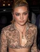 Florence Pugh in Transparent Dress at Valentino Dinner in Paris
