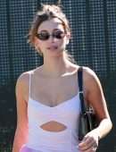 Hailey Baldwin in Workout Shorts, going to the Gym in West Hollywood