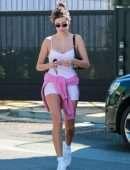 Hailey Baldwin in Workout Shorts, going to the Gym in West Hollywood