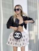 Joy Corrigan Cleavage in Sheer Bra Out in Los Angeles