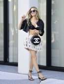 Joy Corrigan Cleavage in Sheer Bra Out in Los Angeles