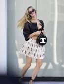 Joy Corrigan Cleavage in Sheer Bra Out in Los Angeles