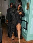 Rihanna in See-Through Dress at Olivetta Restaurant in West Hollywood