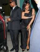 Rihanna in See-Through Dress at Olivetta Restaurant in West Hollywood