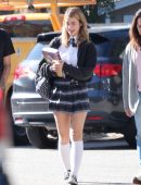 Caylee Cowan Leggy in Skirt on the Set of a Photoshoot in Los Angeles