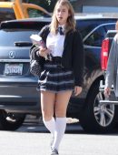 Caylee Cowan Leggy in Skirt on the Set of a Photoshoot in Los Angeles