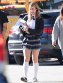 Caylee Cowan Leggy in Skirt on the Set of a Photoshoot in Los Angeles
