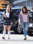 Caylee Cowan Leggy in Skirt on the Set of a Photoshoot in Los Angeles