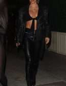 Chantel Jeffries Cleavage in Leather Jacket at Delilah in West Hollywood