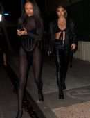 Chantel Jeffries Cleavage in Leather Jacket at Delilah in West Hollywood