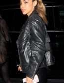 Chantel Jeffries Cleavage in Leather Jacket at Delilah in West Hollywood