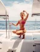 Charly Jordan Photoshoot in Tiny Pink Bikini on a Yacht