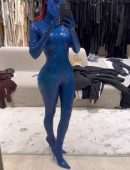 Kim Kardashian Dressed as Mystique for Halloween