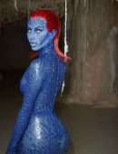 Kim Kardashian Dressed as Mystique for Halloween