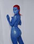 Kim Kardashian Dressed as Mystique for Halloween