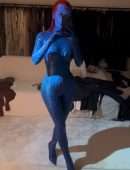 Kim Kardashian Dressed as Mystique for Halloween