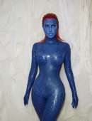 Kim Kardashian Dressed as Mystique for Halloween