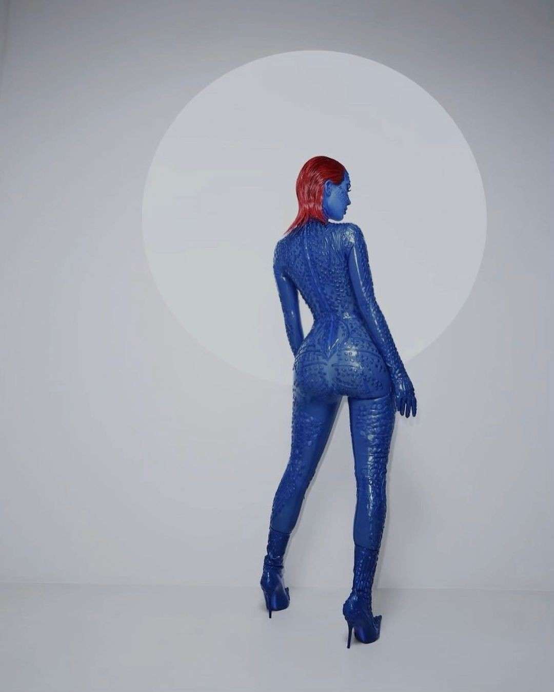 Kim Kardashian Dressed as Mystique for Halloween