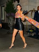 Kylie Jenner Leggy in Short Skirt at Carbone in New York City