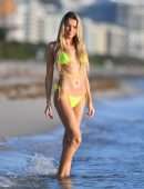 Louisa Warwick in a Yellow Bikini in Miami