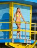 Louisa Warwick in a Yellow Bikini in Miami